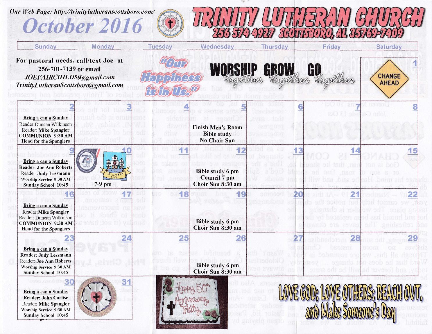 Trinity Lutheran Church Calendar